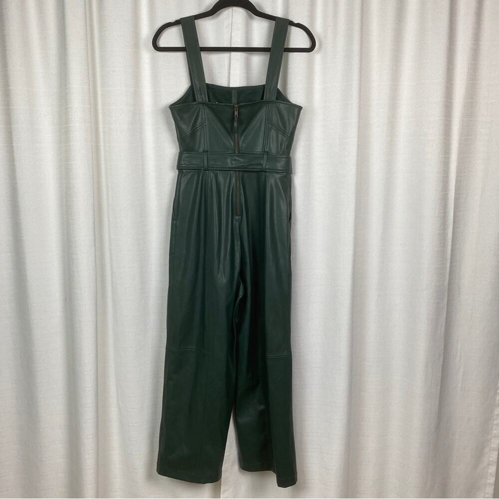 Anthropologie Green Faux Leather Samira Cropped Jumpsuit Sz.2 - Picture 9 of 16